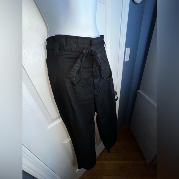 NWOT GAP Petites 12 Paperbag Khaki Straight Leg Pants Drawstring True Black 12P - Picture 10 of 13